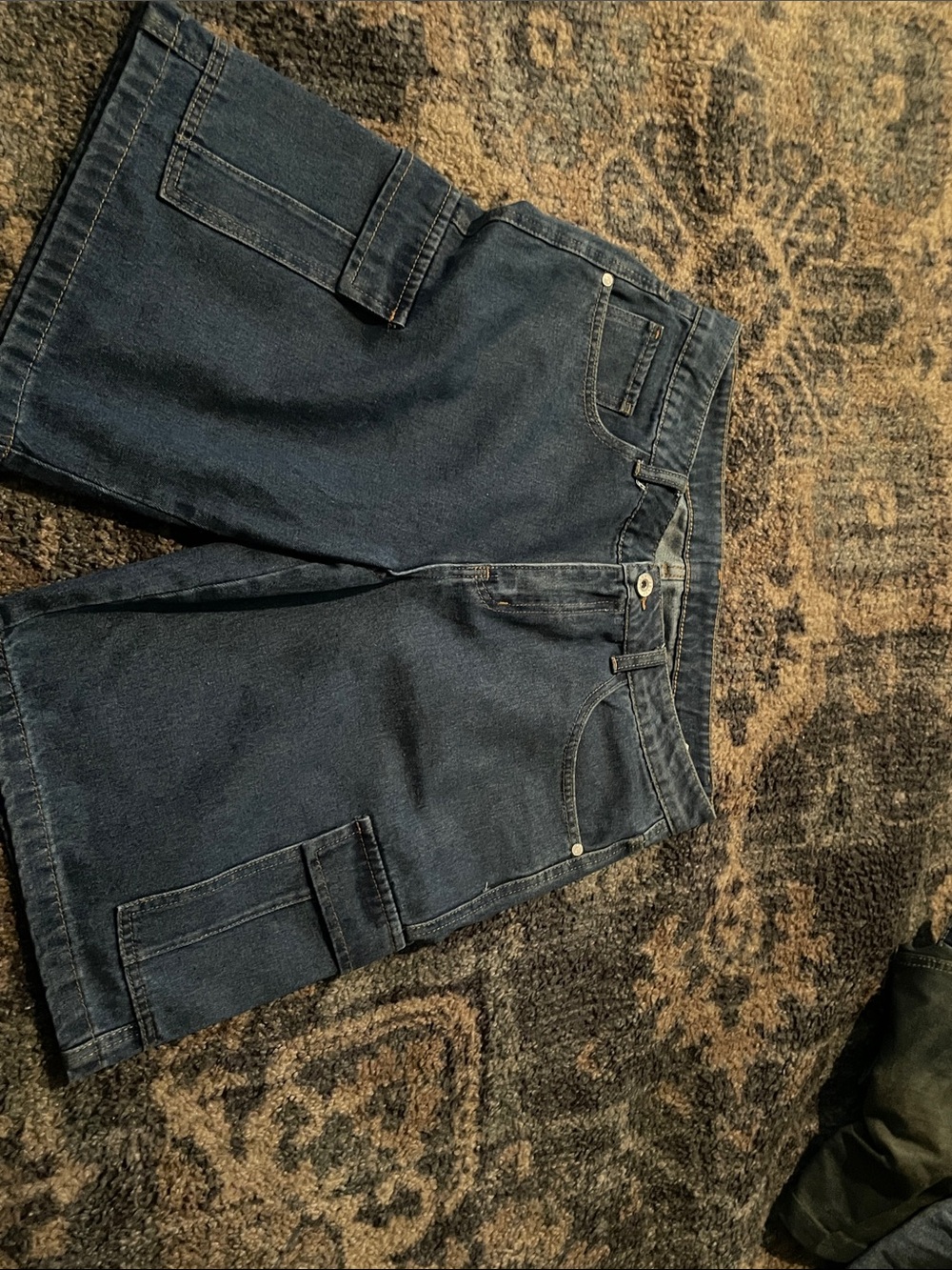 Men's Dark Blue Cargo Denim Shorts